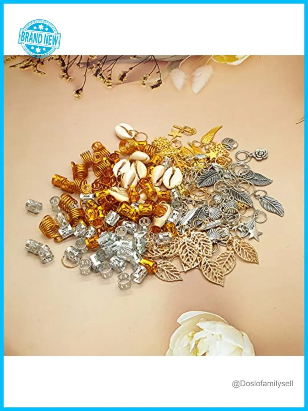 220-Piece Braiding Hair Rings - 15 Styles, Jewelry for Braids, Clips, Pendants,